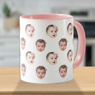 Personalised Cute Baby Face 2 Photos Mug