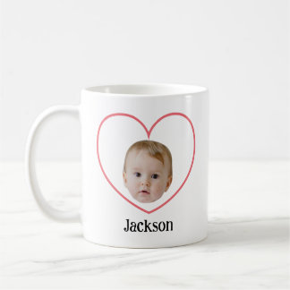 Personalised Cute Baby Face With Heart Line Coffee Mug