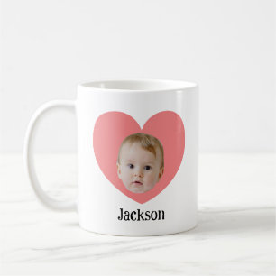 Personalised Cute Baby Face With Heart Mug
