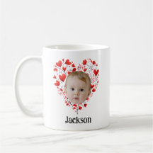 Personalised Cute Baby Face With Heart Pattern