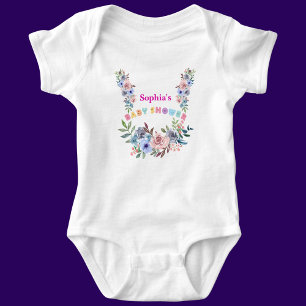 Personalised Cute Baby Shower Floral Pattern Baby Bodysuit