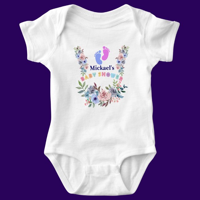 Personalised Cute Baby Shower Floral Pattern Baby Bodysuit (Creator Uploaded)