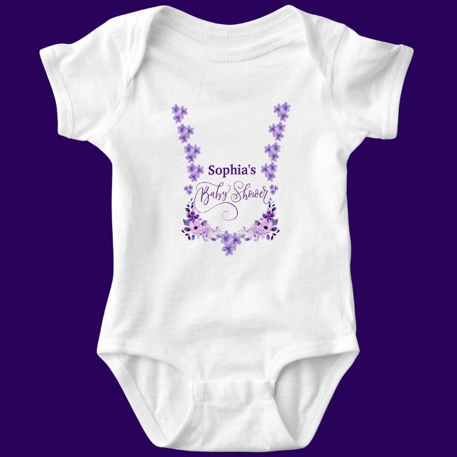 Personalised Cute Baby Shower Floral Pattern Baby Bodysuit (Creator Uploaded)