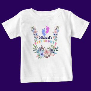 Personalised Cute Baby Shower Floral Pattern Baby T-Shirt