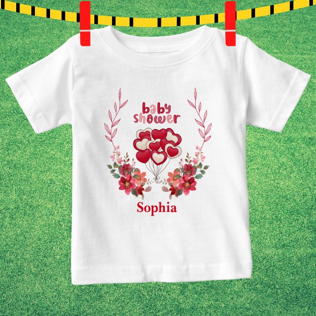 Personalised Cute Baby Shower Floral Pattern Baby T-Shirt (Creator Uploaded)