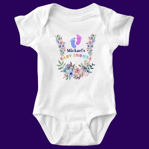 Personalised Cute Baby Shower Floral Pattern Bodysuit