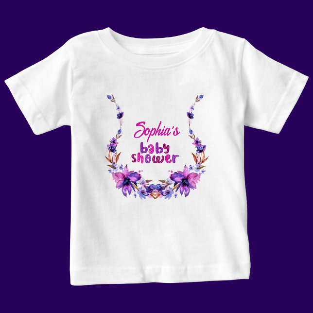 Personalised Cute Baby Shower Floral Pattern T-Shirt (Creator Uploaded)