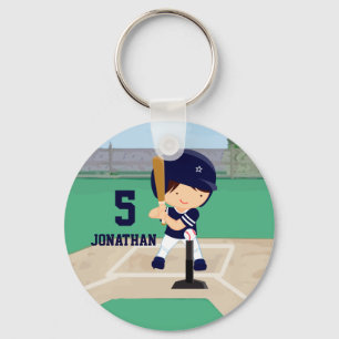 Personalised Cute Baseball cartoon player Key Ring