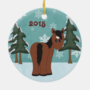 Personalised Cute Bay Horse Winter Ornament
