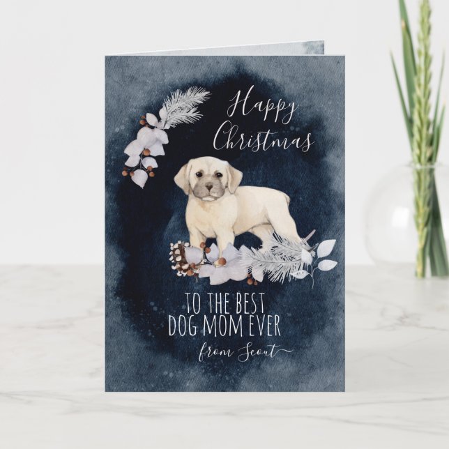Personalised Cute Beabull Mum Christmas  Holiday Card (Front)
