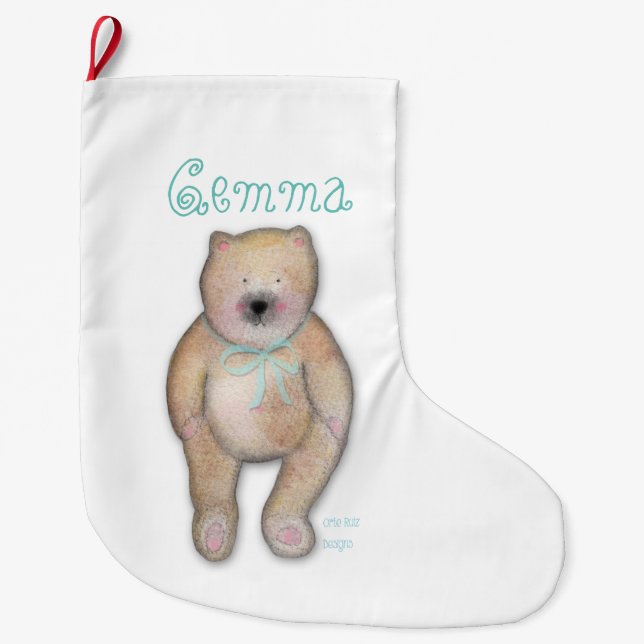 Personalised cute bear Christmas Stocking (Front)