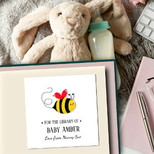 Personalised Cute Bee Baby Bookplate Sticker