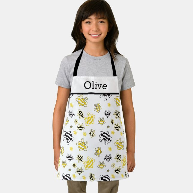 Personalised Cute Bees Pattern Apron – Honey Bee (Insitu)