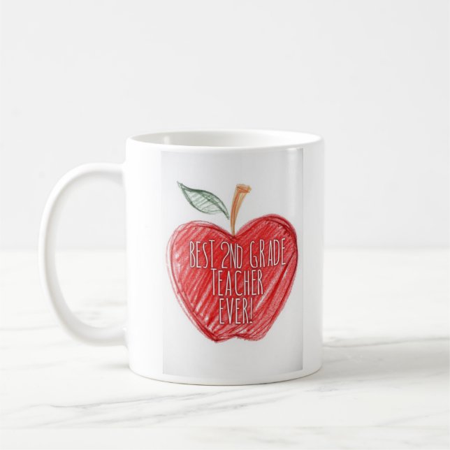 Personalised Cute Best 2nd Grade Teacher Ever Coffee Mug (Left)