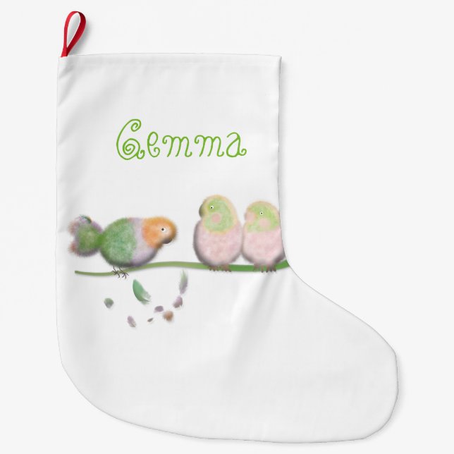 Personalised cute bird Christmas Stocking (Front)