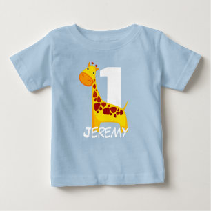 Personalised Cute Birthday Giraffe Baby T-Shirt