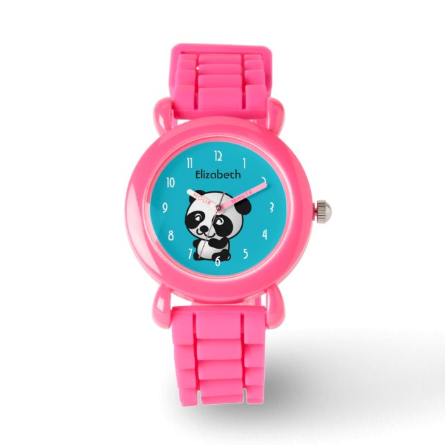 Personalised Cute Black and White Panda Bear Watch (Front)