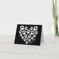 Personalised Cute Black White Paw Print Heart