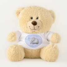 Personalised Cute Blue Baby Elephants Boy Nursery