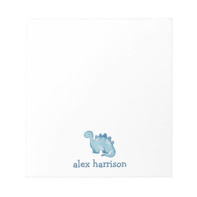 Personalised cute blue dinosaur notepad (Front)