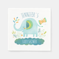 Personalised Cute Blue Elephant Baby Shower