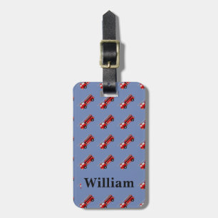 Personalised Cute Blue Kids Firetruck luggage tag