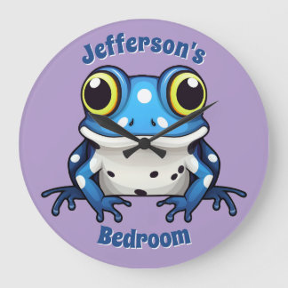 Personalised Cute Blue Polka Dot Wall Clock