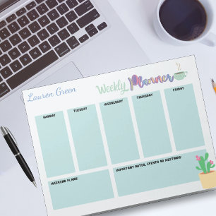 Personalised cute blue Weekly Planner Notepad