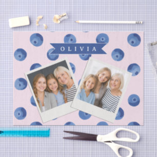 Personalised Cute Blueberry Watercolor Gift Name Tissue Paper