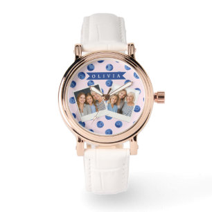 Personalised Cute Blueberry Watercolor Gift Name Watch