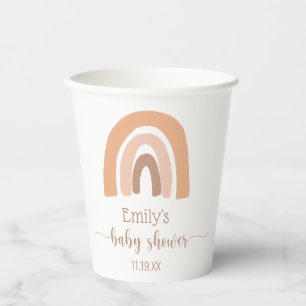 Personalised Cute Boho Rainbow Baby Shower Paper Cups