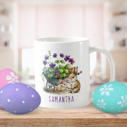 Personalised Cute Bunnies Girl Easter Coffee Mug