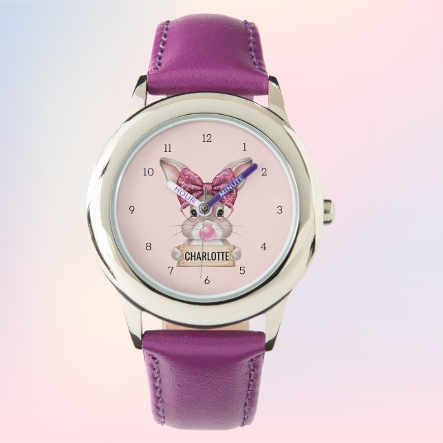 Personalised Cute Bunny Kids' Watch – Custom Name  (Personalized Cute Bunny Kids' Watch – Custom Name)