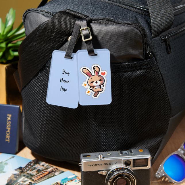 Personalised Cute Bunny Luggage Tag (Front & Back)