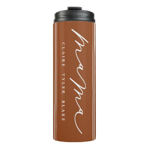 Personalised Cute Burnt Orange Mama Script Thermal Tumbler