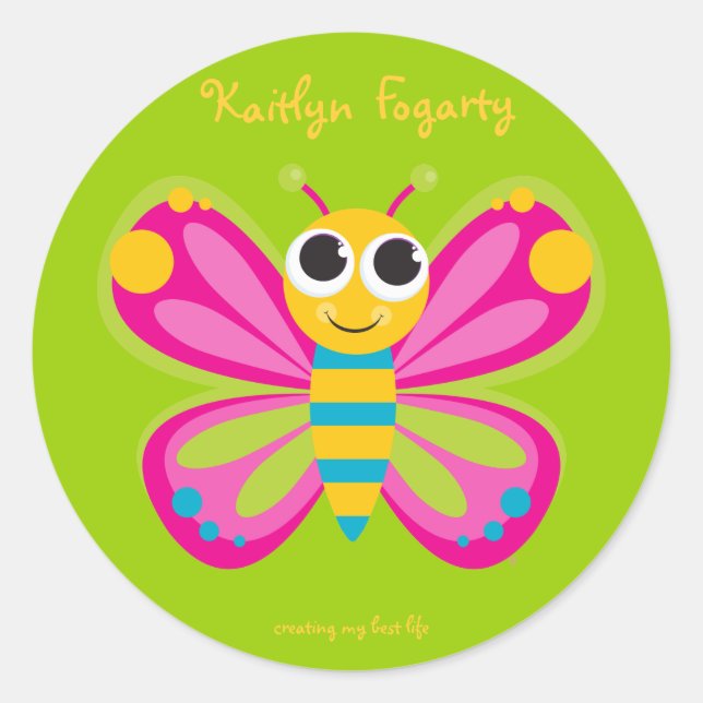 Personalised Cute Butterfly Stickers (Front)