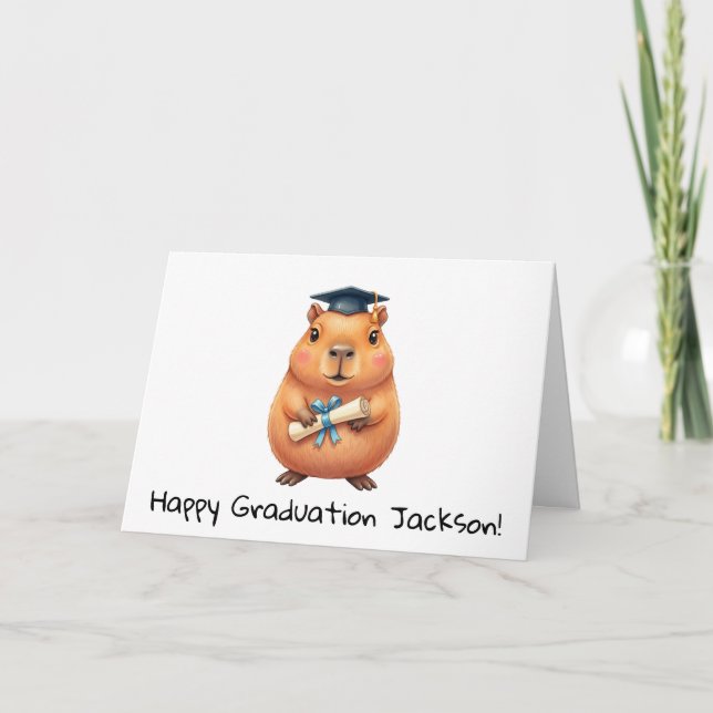Personalised Cute Capybara Graduation  Card (Front)
