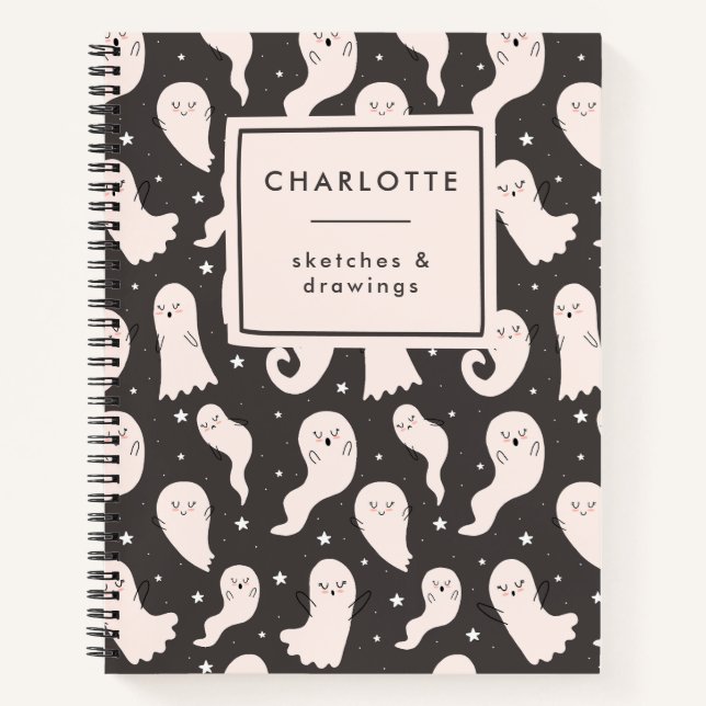 Personalised Cute Cartoon Halloween Spooky Ghost  Notebook (Front)