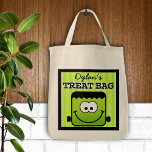 Personalised Cute Cartoon Halloween Treat Bag<br><div class="desc">Super cute little "blockhead" Halloween Frankenstein on this fun,  personalised treat bag.</div>