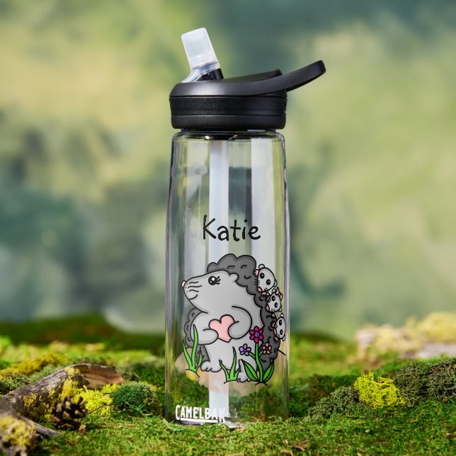 Personalised Cute Cartoon Hedgehogs Water Bottle (Outdoor)