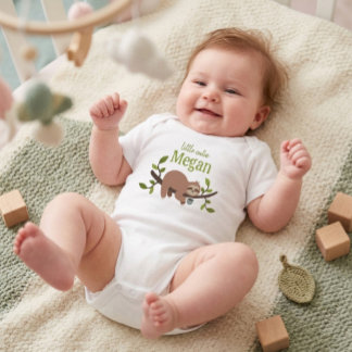 Personalised Cute Cartoon Sloth Baby Bodysuit