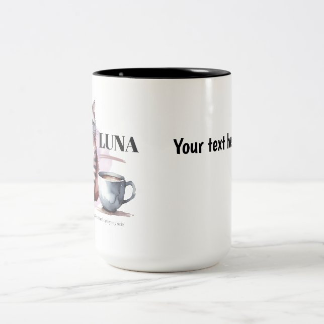 Personalised Cute Cat Mug – Custom Name Coffee Cup (Center)