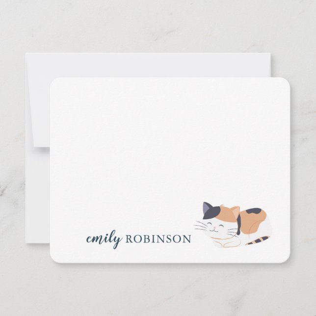Personalised Cute Cat Note Card (Front)