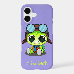 Personalised Cute Chibi Turtle in Aviator Hat