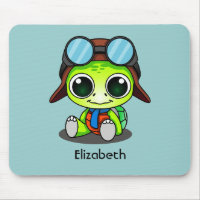 Personalised Cute Chibi Turtle in Aviator Hat