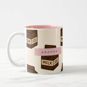 Personalised Cute Chocolate Milk Carton Two-Tone Coffee Mug