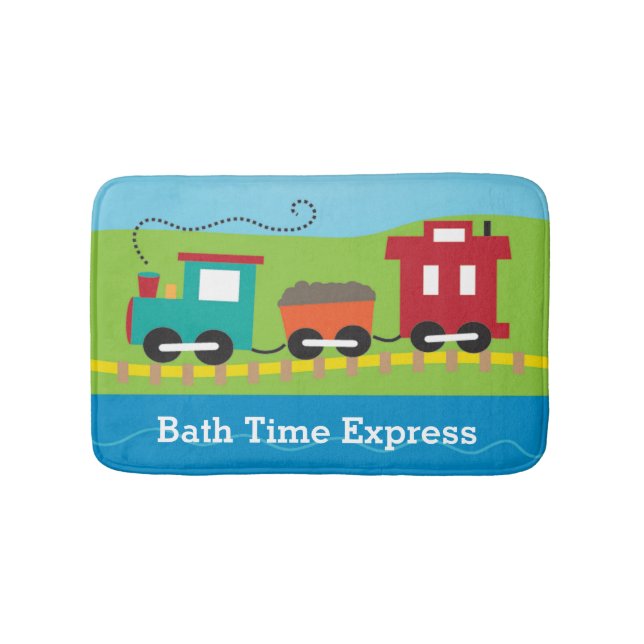 Personalised Cute Choo Choo Train Bath Mat (Front)