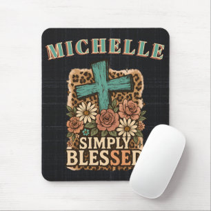 Personalised Cute Christian Simply Blessed Mouse Pad