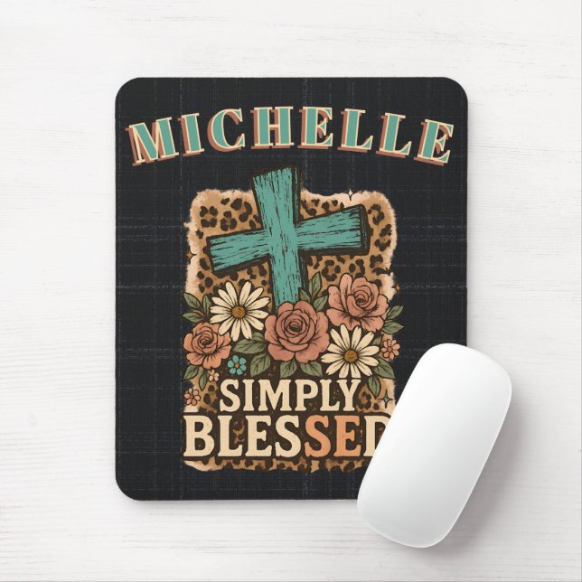 Personalised Cute Christian Simply Blessed Mouse Pad (With Mouse)