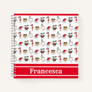 Personalised Cute Christmas Characters Notebook